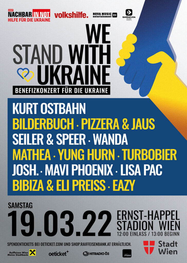 Life Magazin, WE STAND WITH UKRAINE , Putin, Krieg in der Ukraine, Ewald Tatar von Barracuda Music, Bilderbuch, Seiler & Speer, Wanda
